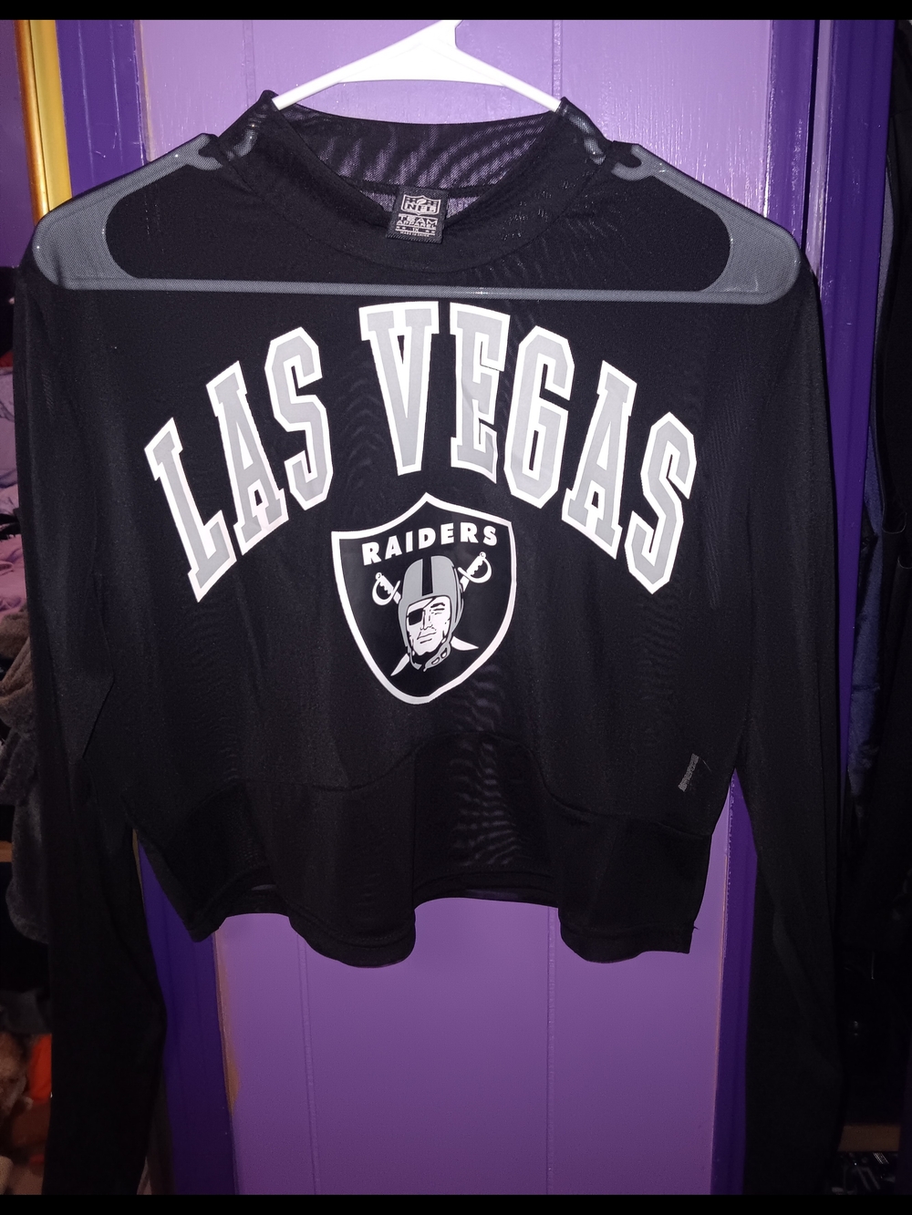 NFL Las Vegas Raiders Black Crop Top with White Logo